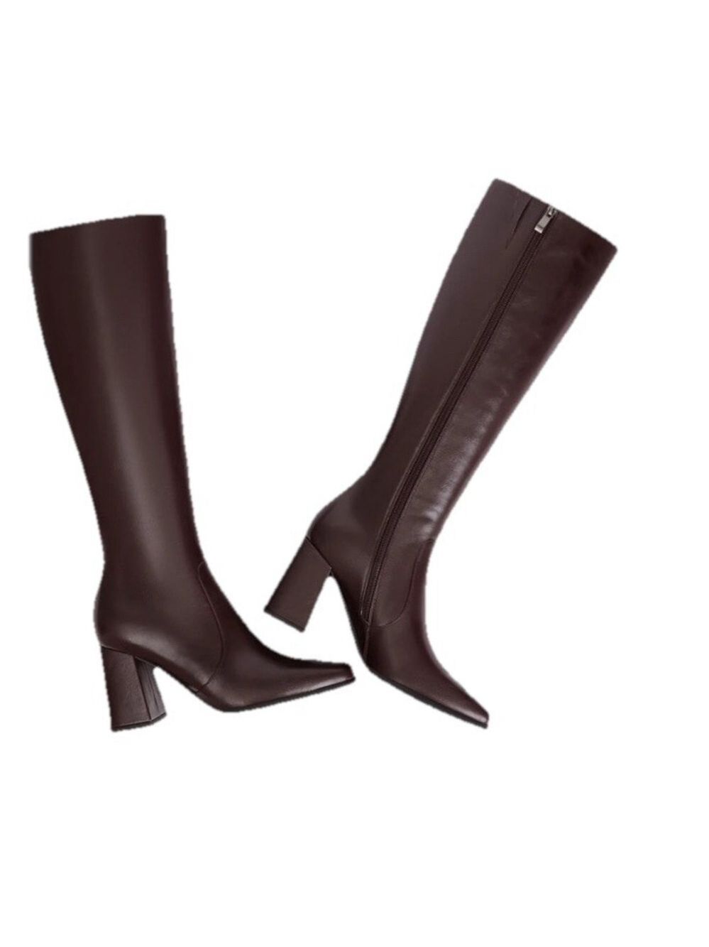 Modatope Knee High Boots Chunky Heel Square Toe Brown Size 6.5 New - Picture 2 of 16
